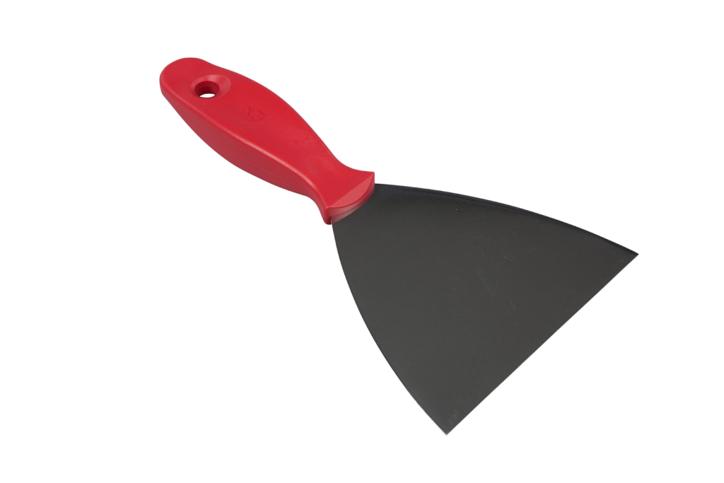 Espátulas, pinças e utensílios detectáveis usados em processos industriais que exigem higiene e precisão.