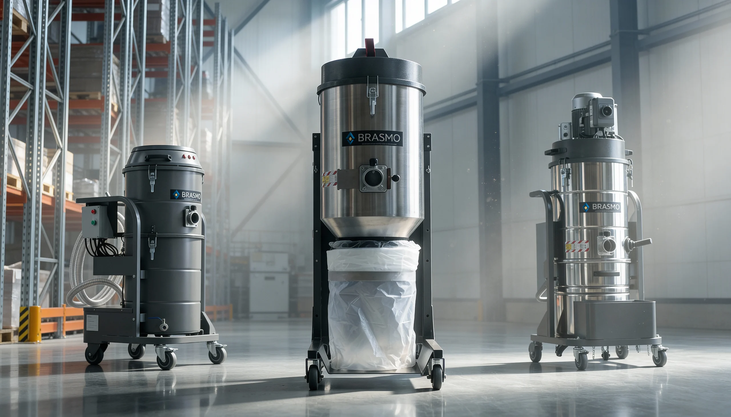 aspirador industrial grande sendo utilizado em industria